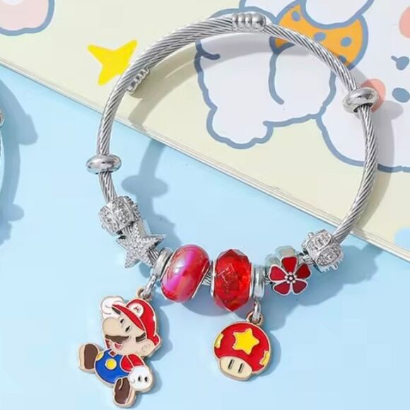 Nintendo Jewelry - Silver  Super Mario Bros Nintendo Themed Mario Charm Bracelet